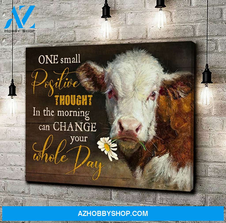 Cow One Small Positive Thought Canvas Wall Art, Wall Decor Visual Art
