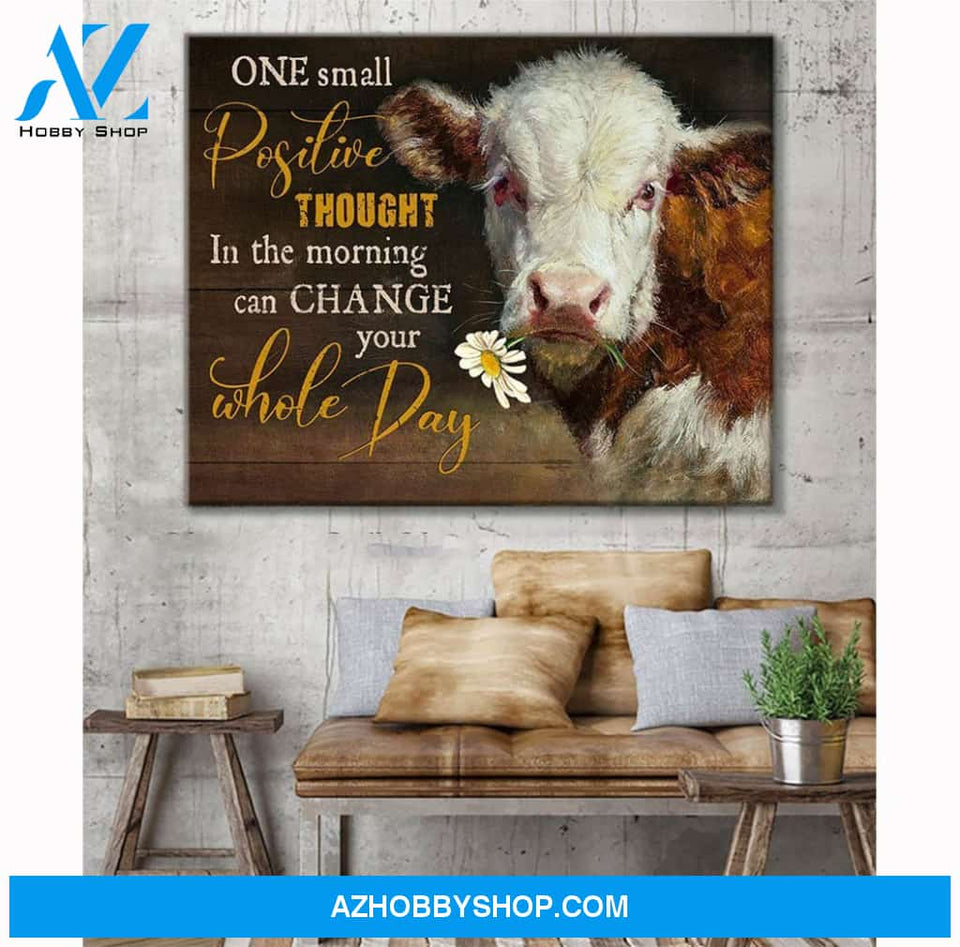 Cow One Small Positive Thought Canvas Wall Art, Wall Decor Visual Art