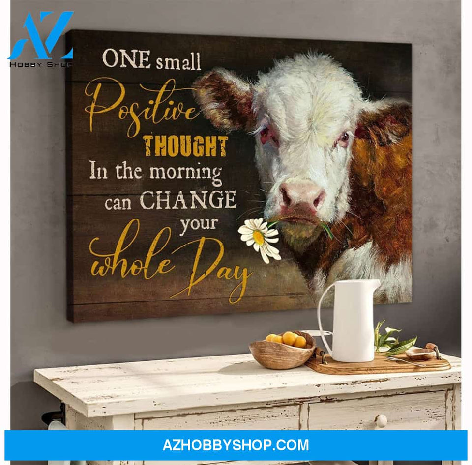 Cow One Small Positive Thought Canvas Wall Art, Wall Decor Visual Art
