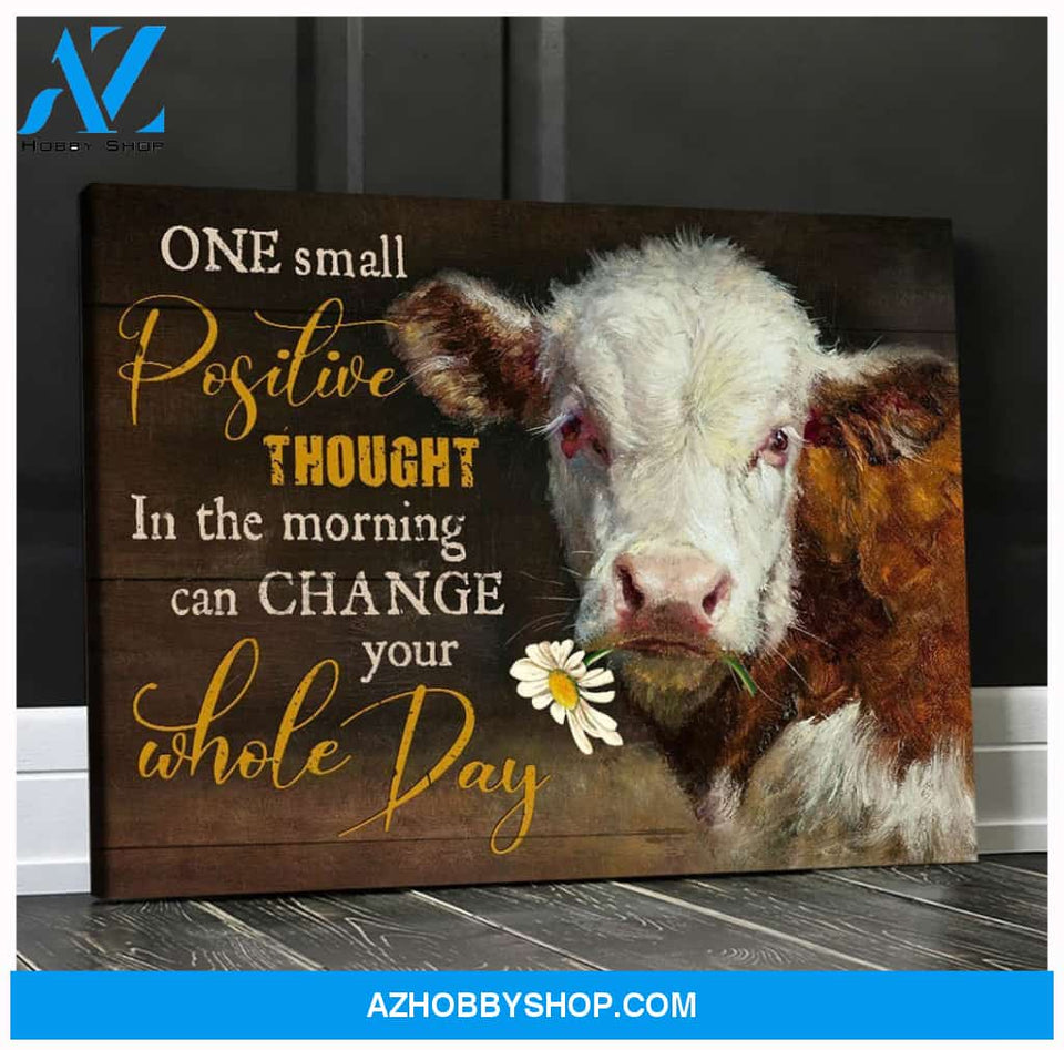 Cow One Small Positive Thought Canvas Wall Art, Wall Decor Visual Art