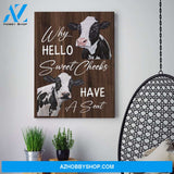 Cow Premium Canvas Wall Art, Wall Decor Visual Art - Hello Sweet Cheeks Premium Canvas