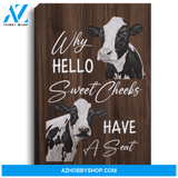 Cow Premium Canvas Wall Art, Wall Decor Visual Art - Hello Sweet Cheeks Premium Canvas