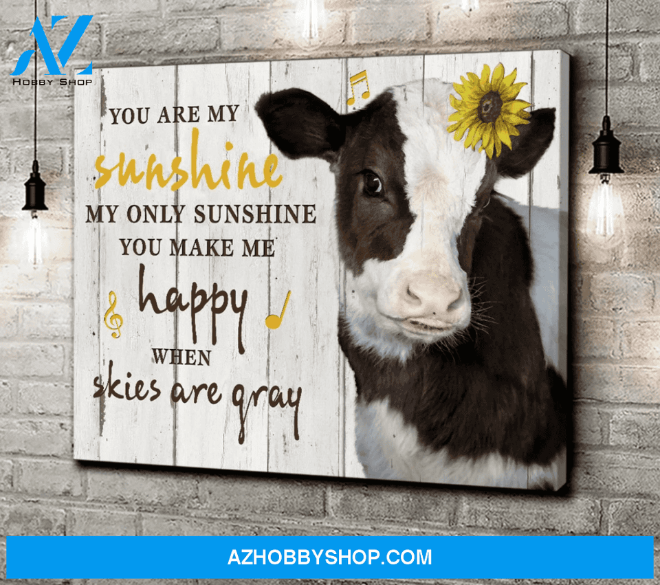 Cow Premium Canvas Wall Art, Wall Decor Visual Art - You are my Sunshine Premium Canvas