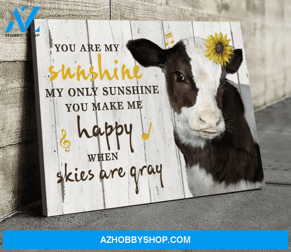Cow Premium Canvas Wall Art, Wall Decor Visual Art - You are my Sunshine Premium Canvas