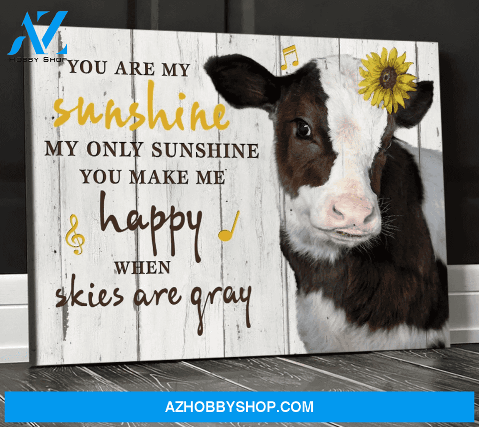 Cow Premium Canvas Wall Art, Wall Decor Visual Art - You are my Sunshine Premium Canvas