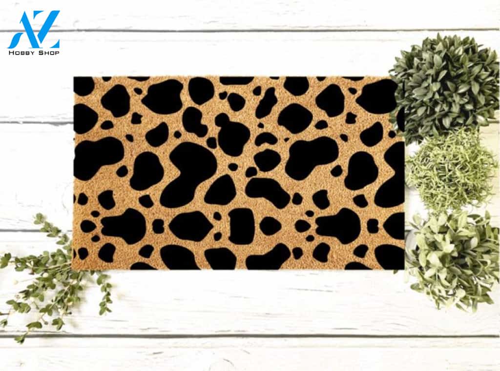Cow Print Doormat, Cow Welcome Mat, Welcome Cow, Western Rug, Cow Lover Gift