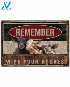 Cow Remember Wipe Your Hooves Doormat, Cow Doormat, Animal Doormat