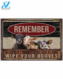 Cow Remember Wipe Your Hooves Doormat, Cow Doormat, Animal Doormat
