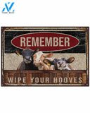 Cow Remember Wipe Your Hooves Doormat, Cow Doormat, Animal Doormat