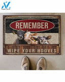 Cow Remember Wipe Your Hooves Doormat, Cow Doormat, Animal Doormat