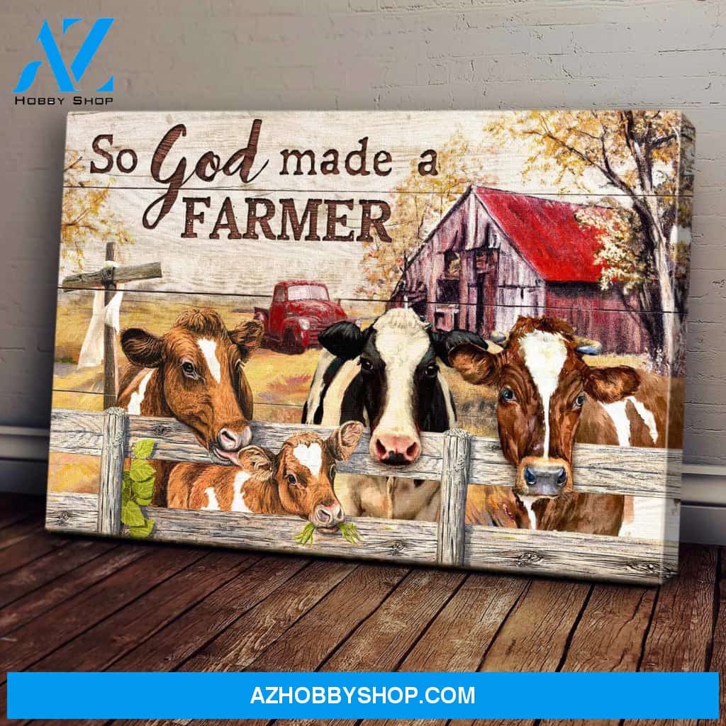 Cow - So God made a farmer Landscape Canvas Prints, Wall Art