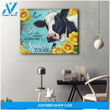 Cow Sunflower Premium Canvas Wall Art, Wall Decor Visual Art - Be the Reason Someone Smiles Today Premium Canvas