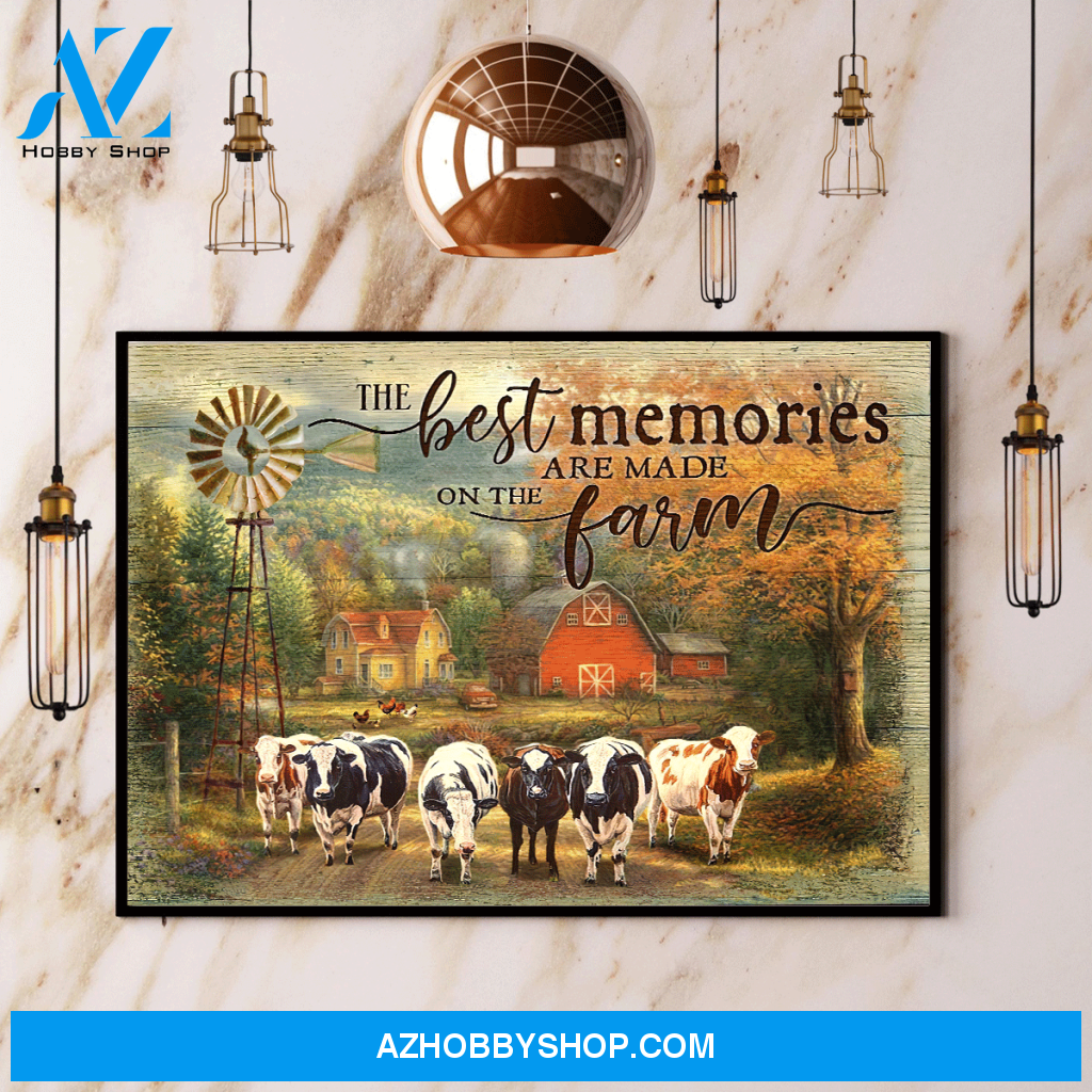 Cow The Best Memories Are Made On The Farm Canvas And Poster, Wall Decor Visual Art