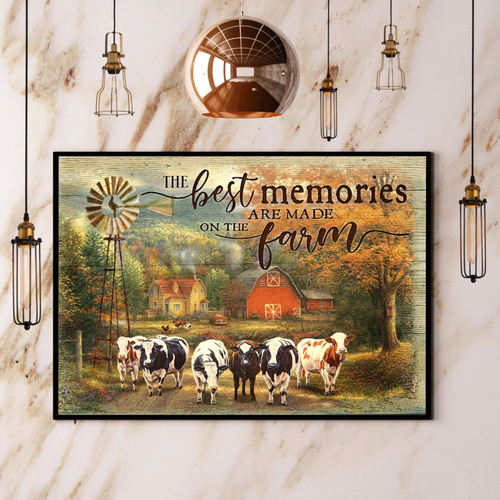 Cow The Best Memories Are Made On The Farm Poster No Frame Matte Canvas Wall Decor