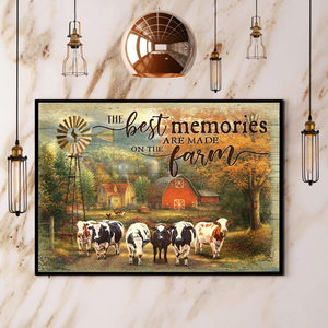 Cow The Best Memories Are Made On The Farm Poster No Frame Matte Canvas Wall Decor