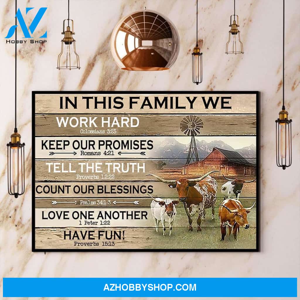Cow This Family We Have Fun Canvas And Poster, Wall Decor Visual Art