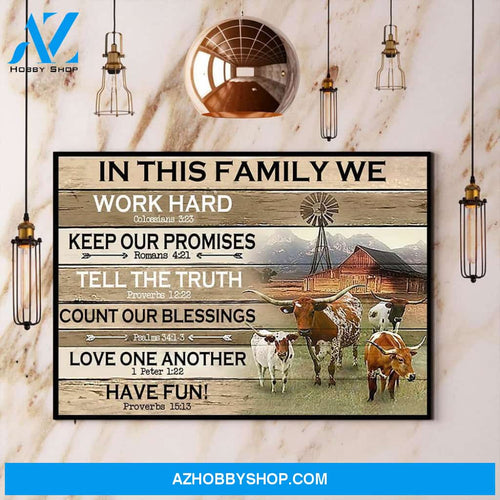Cow This Family We Have Fun Canvas And Poster, Wall Decor Visual Art