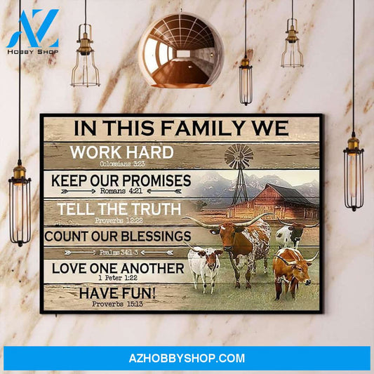 Cow This Family We Have Fun Canvas And Poster, Wall Decor Visual Art