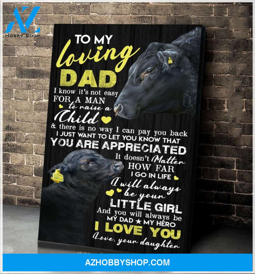 Cow To My Dad Canvas Wall Art, Wall Decor Visual Art