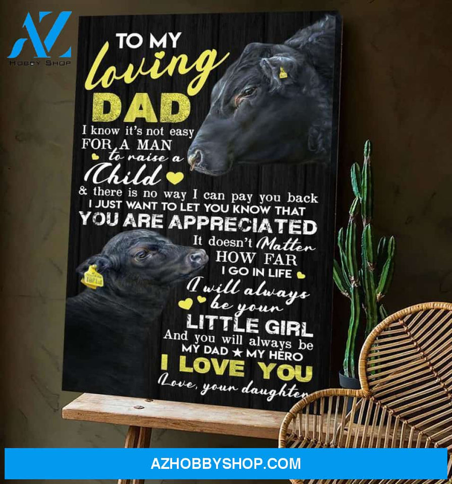 Cow To My Dad Canvas Wall Art, Wall Decor Visual Art