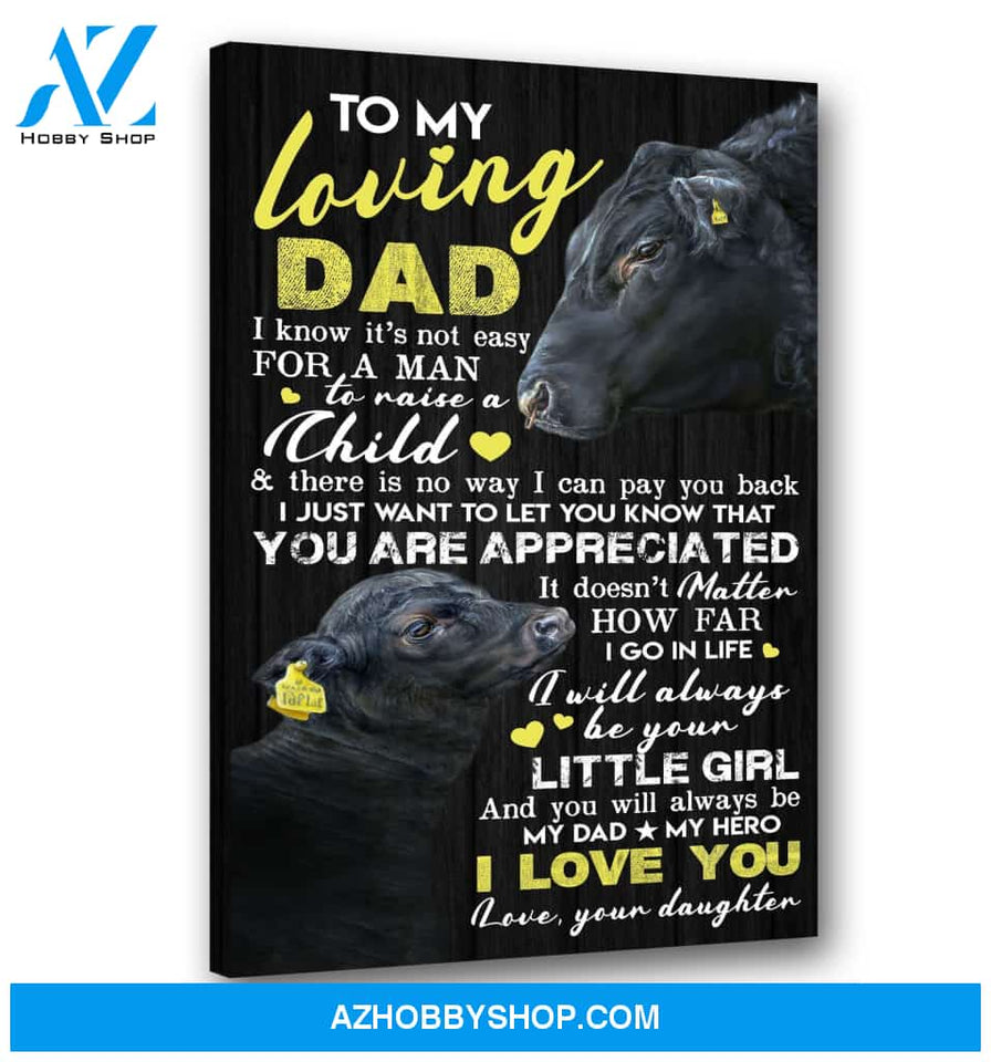Cow To My Dad Canvas Wall Art, Wall Decor Visual Art