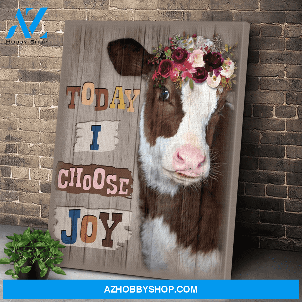 Cow - Today I choose Joy Canvas Wall Art, Wall Decor Visual Art