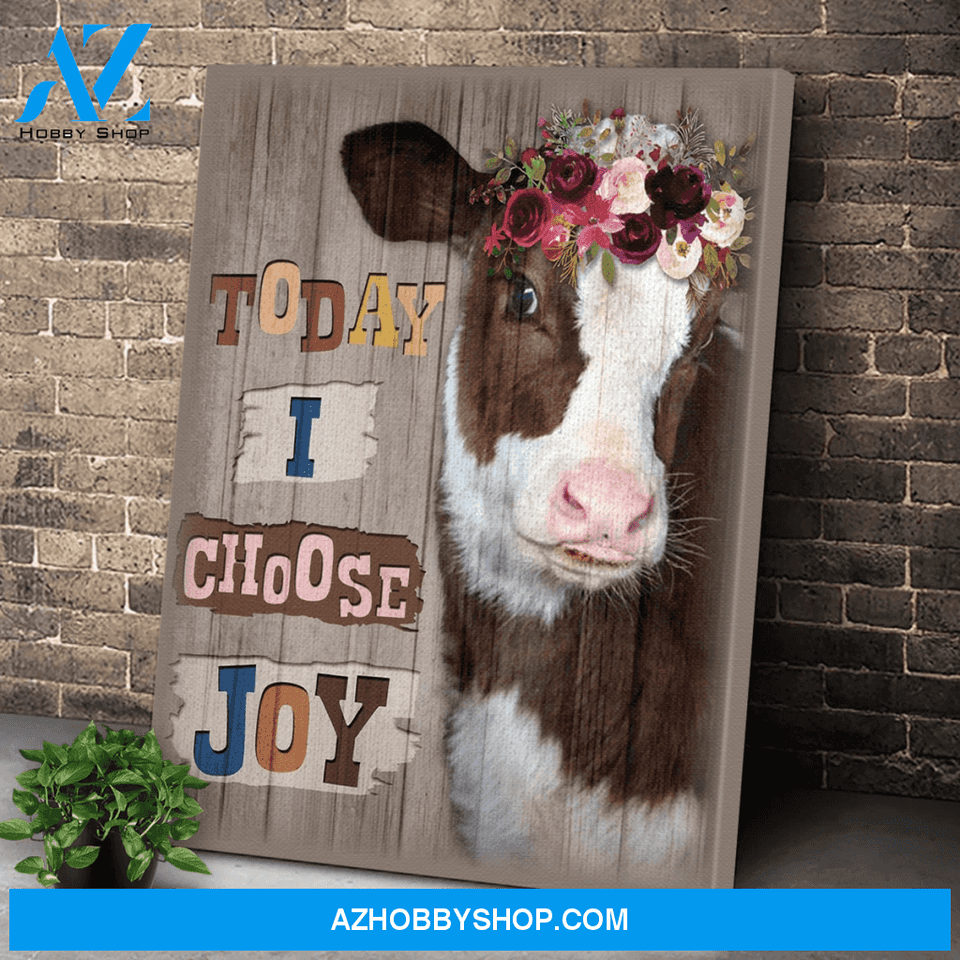 Cow - Today I choose Joy Canvas Wall Art, Wall Decor Visual Art