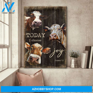 Cow - Today I choose joy - Jesus Portrait Canvas Prints - Wall Art