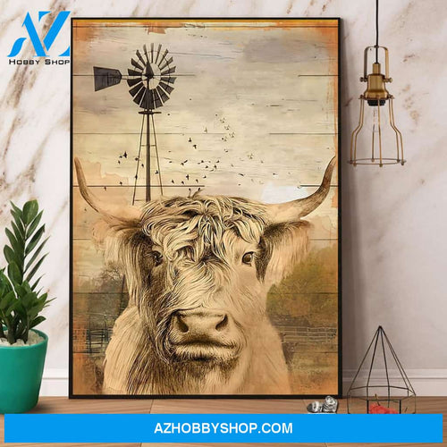 Cow Vintage Farm Canvas Poster Wall Art Prints, Farmhouse Decor