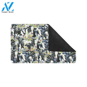 Cow Watercolor Print Pattern Rubber Doormat