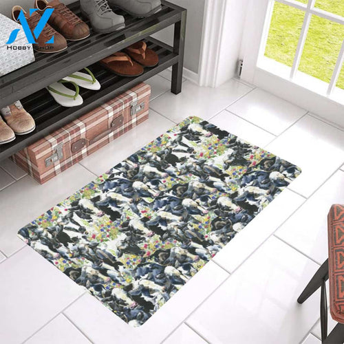 Cow Watercolor Print Pattern Rubber Doormat