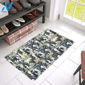 Cow Watercolor Print Pattern Rubber Doormat