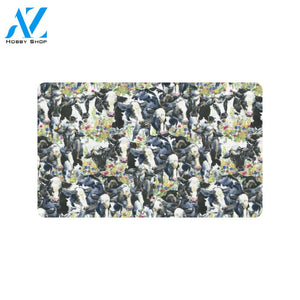 Cow Watercolor Print Pattern Rubber Doormat
