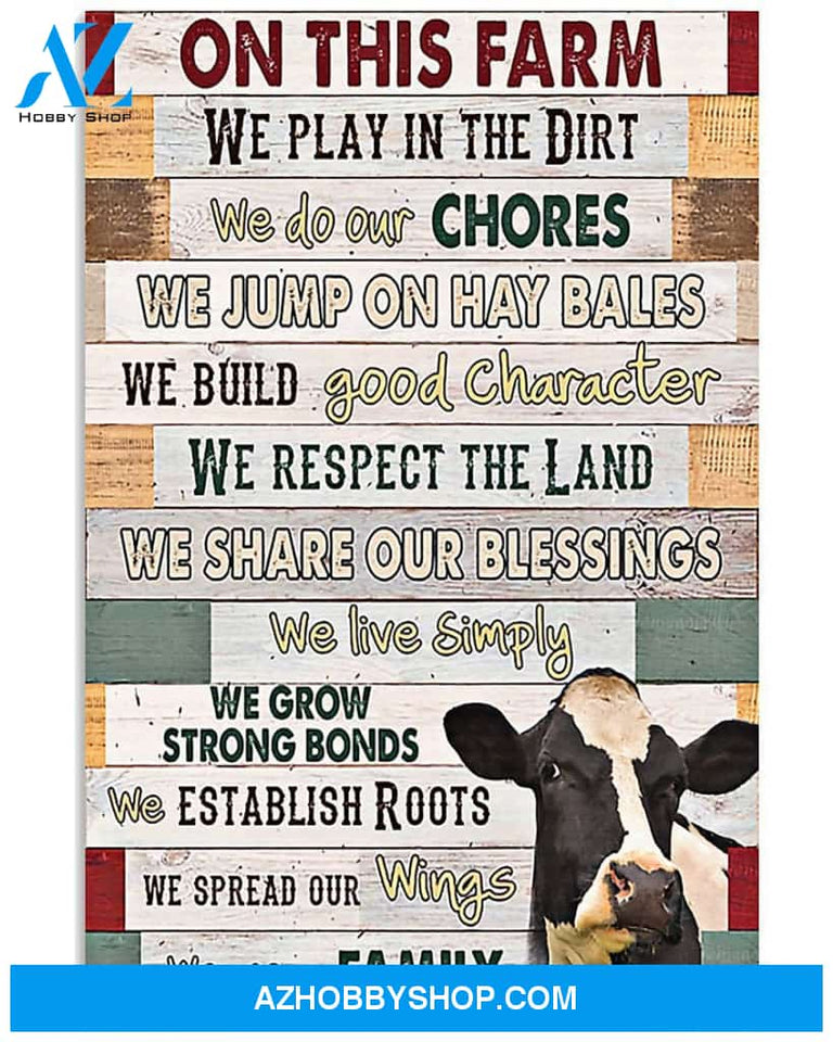 Cow We Are Family Vertical Canvas - Wall Decor Visual Art