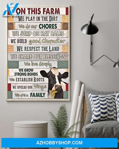 Cow We Are Family Vertical Canvas - Wall Decor Visual Art
