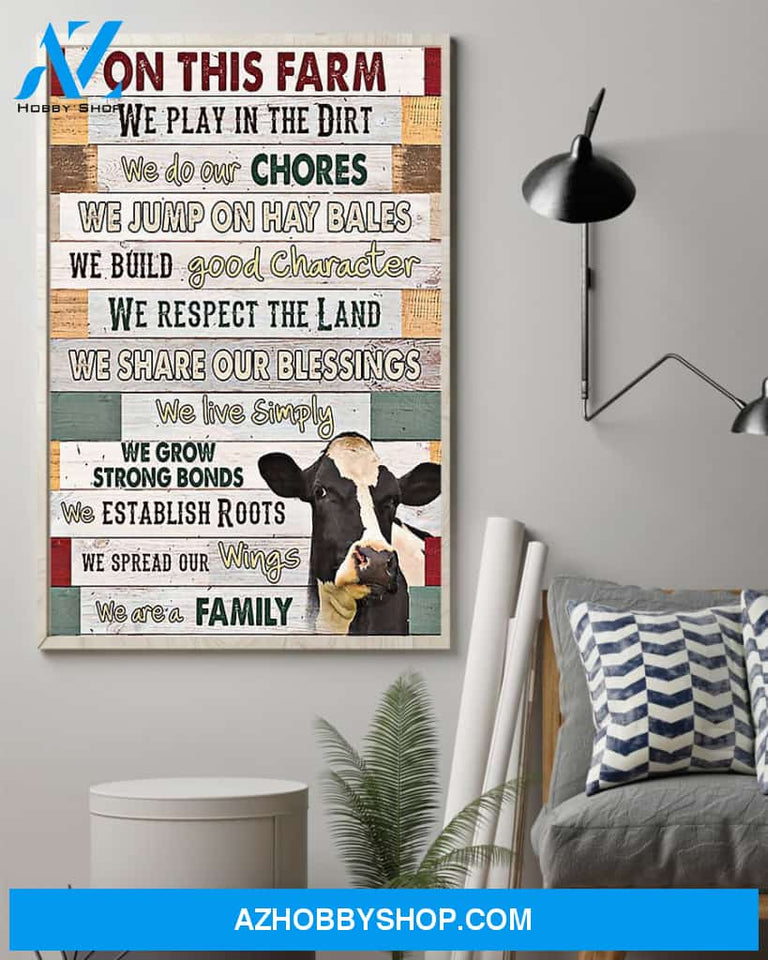 Cow We Are Family Vertical Canvas - Wall Decor Visual Art