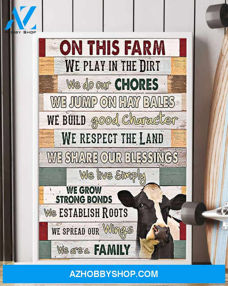 Cow We Are Family Vertical Canvas - Wall Decor Visual Art