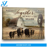 Cow We Built A Life We Love Premium Canvas Wall Art, Wall Decor Visual Art