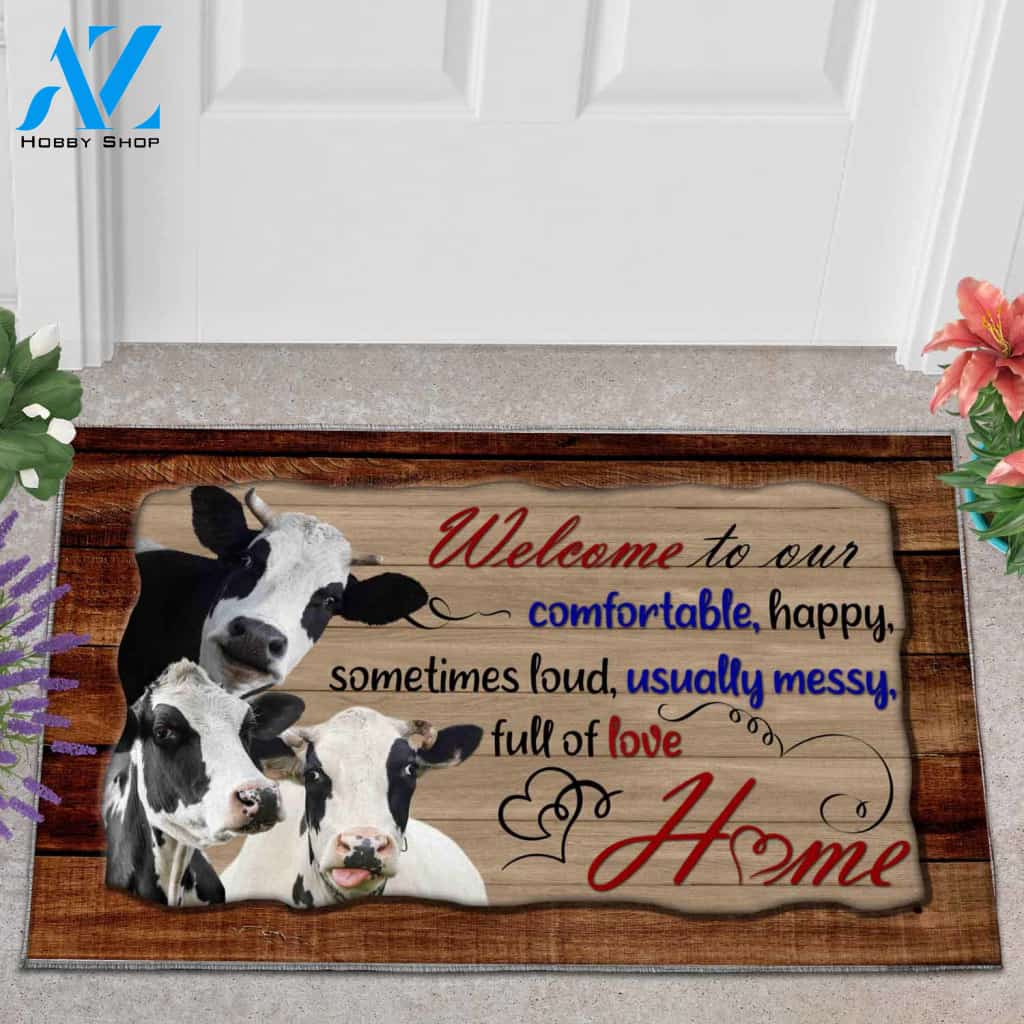 Cow Welcome Full Of Love Home Doormat Warm House Gift Welcome Mat Gift For Family Friend Birthday Gift