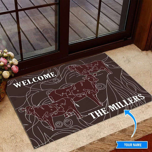 Cow Welcome Personalized Custom Name Doormat Welcome Mat