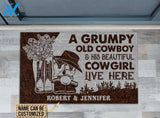 Cowboy And Cowgirl Live Here Leather Custom Doormat