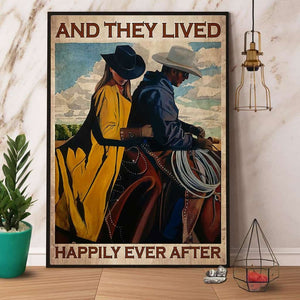 Cowboy & Cowgirl And They Lived Happily Ever After Paper Poster No Frame Matte Canvas Wall Decor