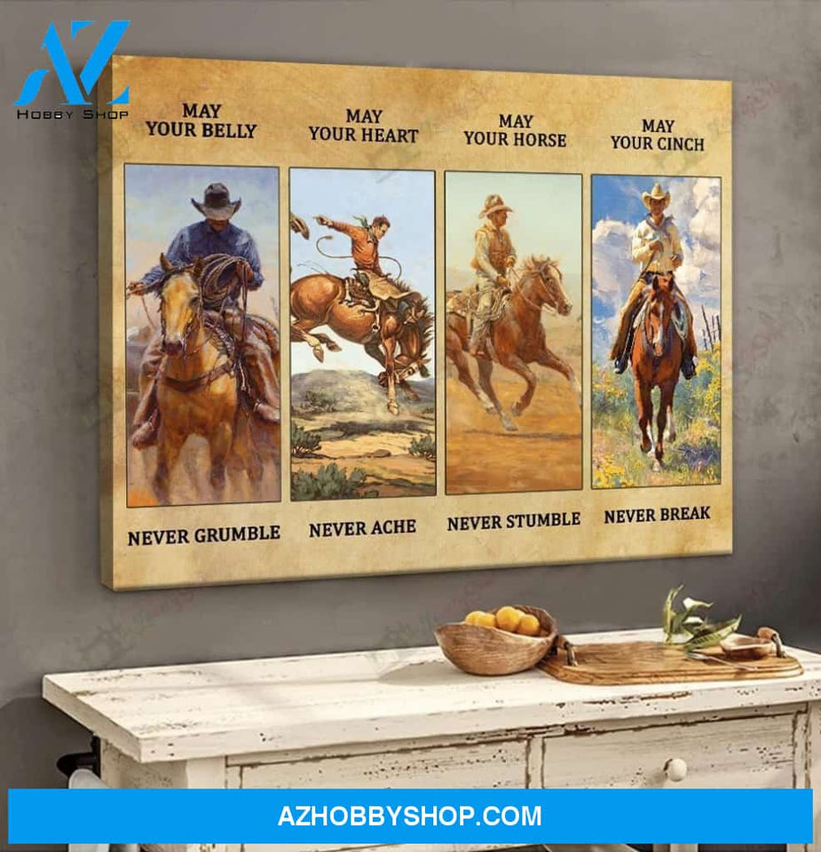 Cowboy May Your Belly Poster Canvas Wall Decor Visual Art