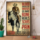 Cowboy Riding Horse Pain Is Temporarily Victory Lasts Forever Paper Poster No Frame Matte Canvas Wall Decor