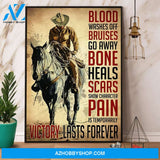 Cowboy Riding Horse Pain Is Temporarily Victory Lasts Forever Poster Canvas Wall Decor Visual Art