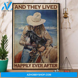 Cowgirl And Her Dog Lived Happily Ever After Canvas And Poster, Wall Decor Visual Art