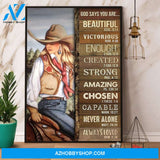 Cowgirl God Says You Are Beautiful Victorious Enough Canvas And Poster, Wall Decor Visual Art