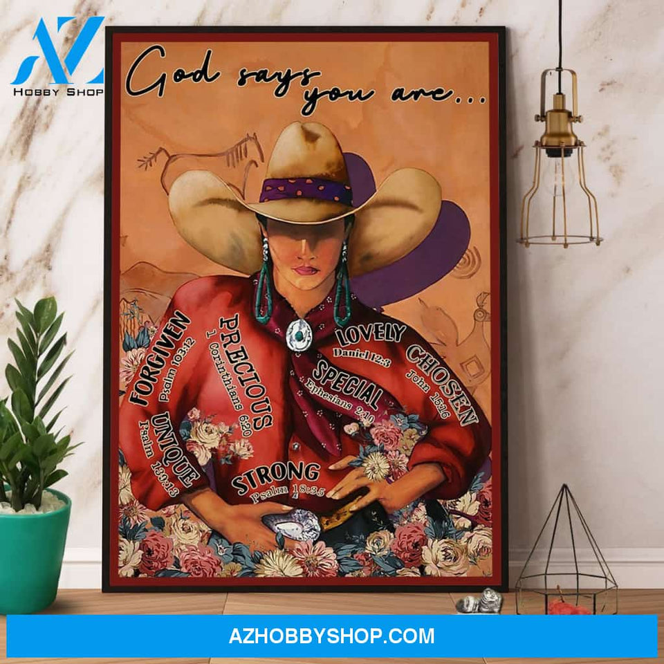 Cowgirl God Says You Are Strong Lovely Canvas And Poster, Wall Decor Visual Art
