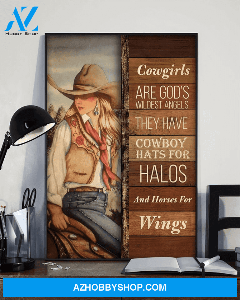 Cowgirl Gods Wildest Angels Vertical Canvas Wall Art, Wall Decor Visual Art