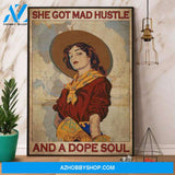 Cowgirl She Got Mad Hustle And A Dope Soul Canvas And Poster, Wall Decor Visual Art